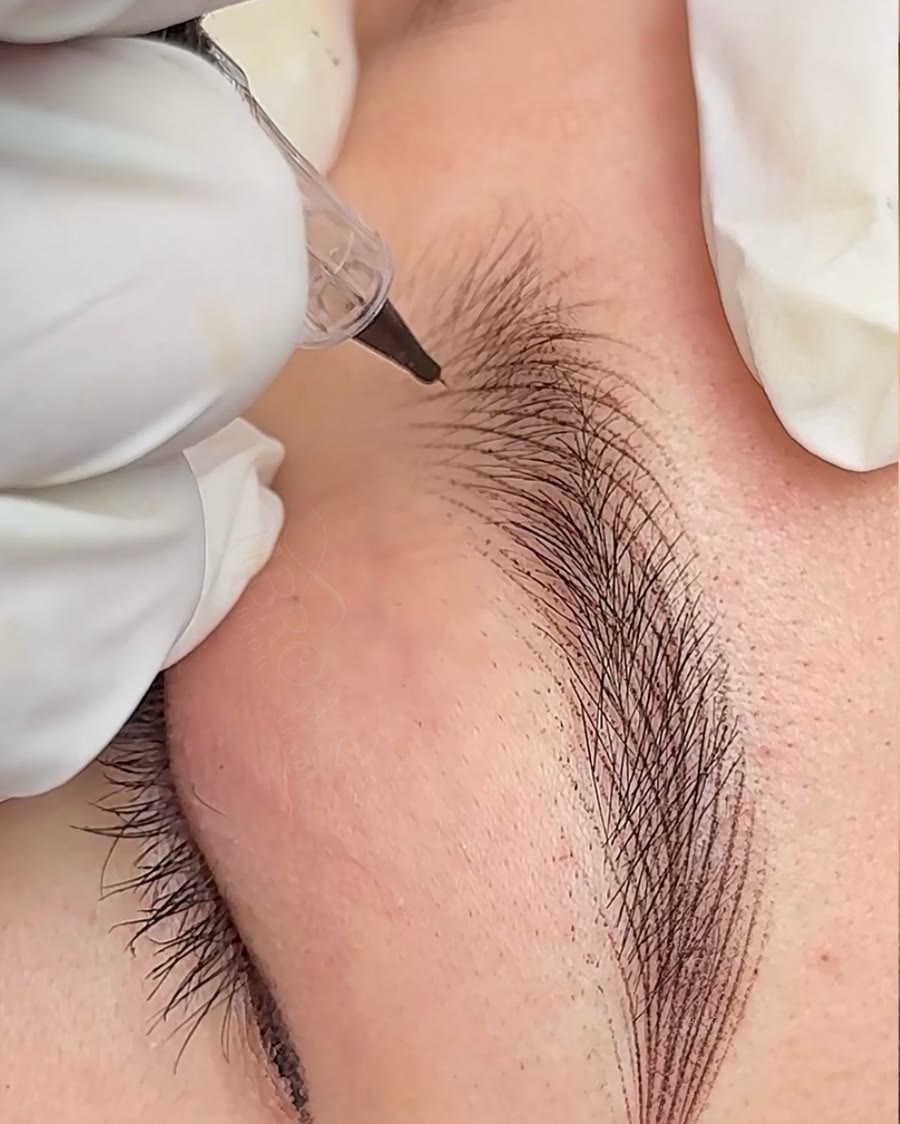 Close-up of Nano Brows strokes